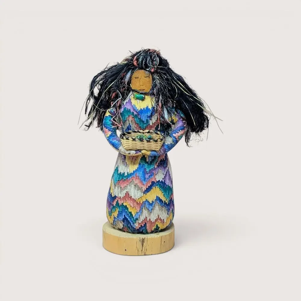 1990s Patty Kune Handmade Folk Art Mixed Media Doll